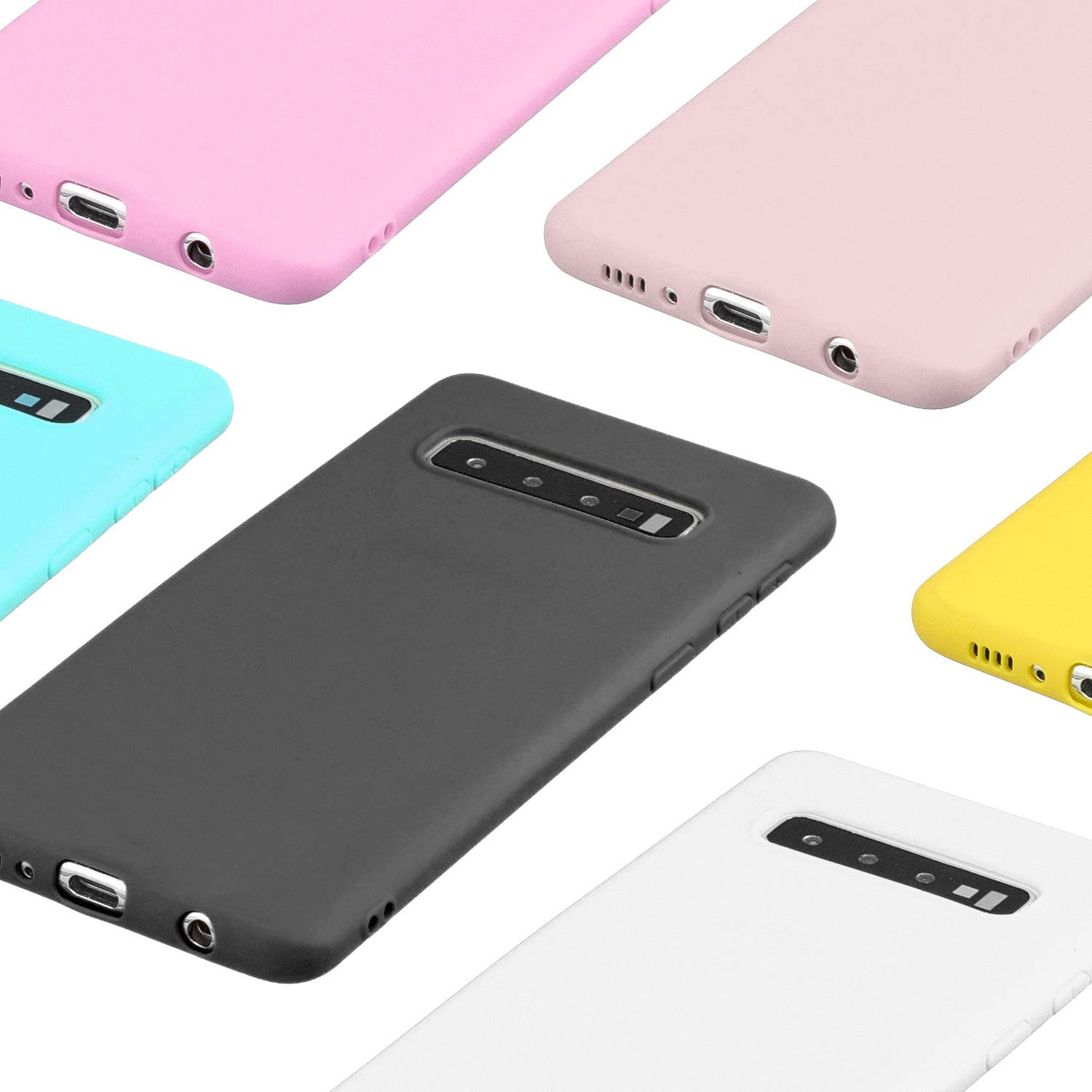 Cuzz - Carcasa para Samsung Galaxy S10+ (1 unidad, protector de pantalla de cristal templado), color sólido y flexible, flexible, flexible, silicona, TPU fina, ultraligera, antideslizante, color negro — view 7