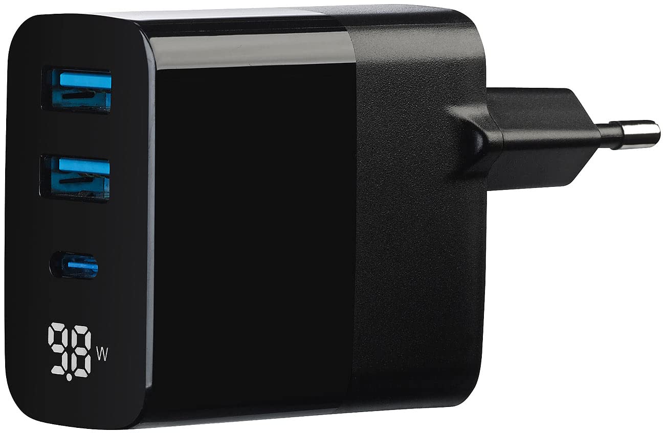 Revolt USB Adapter 2er-Set: 30W Netzteil Mit 3 Ports (USB-C & 2x USB-A) Und Display – Für IPhone, IPad, Samsung & Mehr