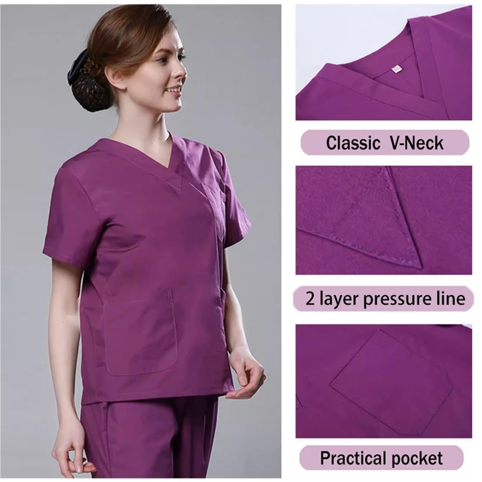 Divisa da Infermiera Set Scrub Infermieristico in Cotone da Donna for chirurgia Medica ospedaliera Uniforme Lavoro Chirurgia Sanitaria Clinica Dentista Outfit per Le Donne