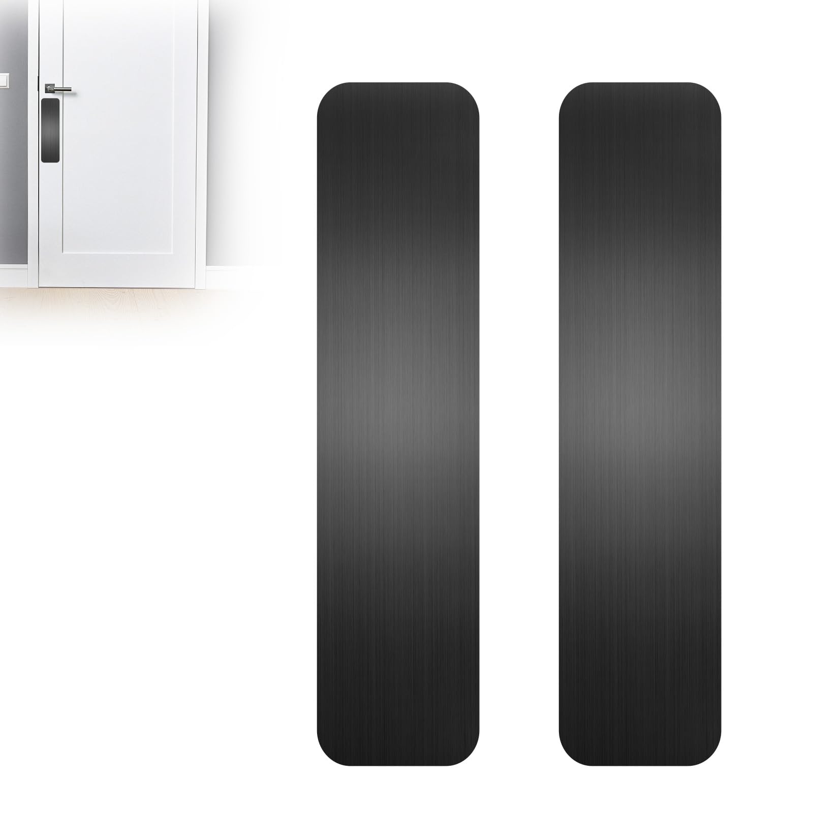 2 Placas Protectoras De Arañazos Perro Acero Inoxidable, Placa Autoadhesiva Pulgadas Para Puertas, Protección Antiarañazos Interior Y Exterior, Empuje Negra Cepillada, 4 X 16