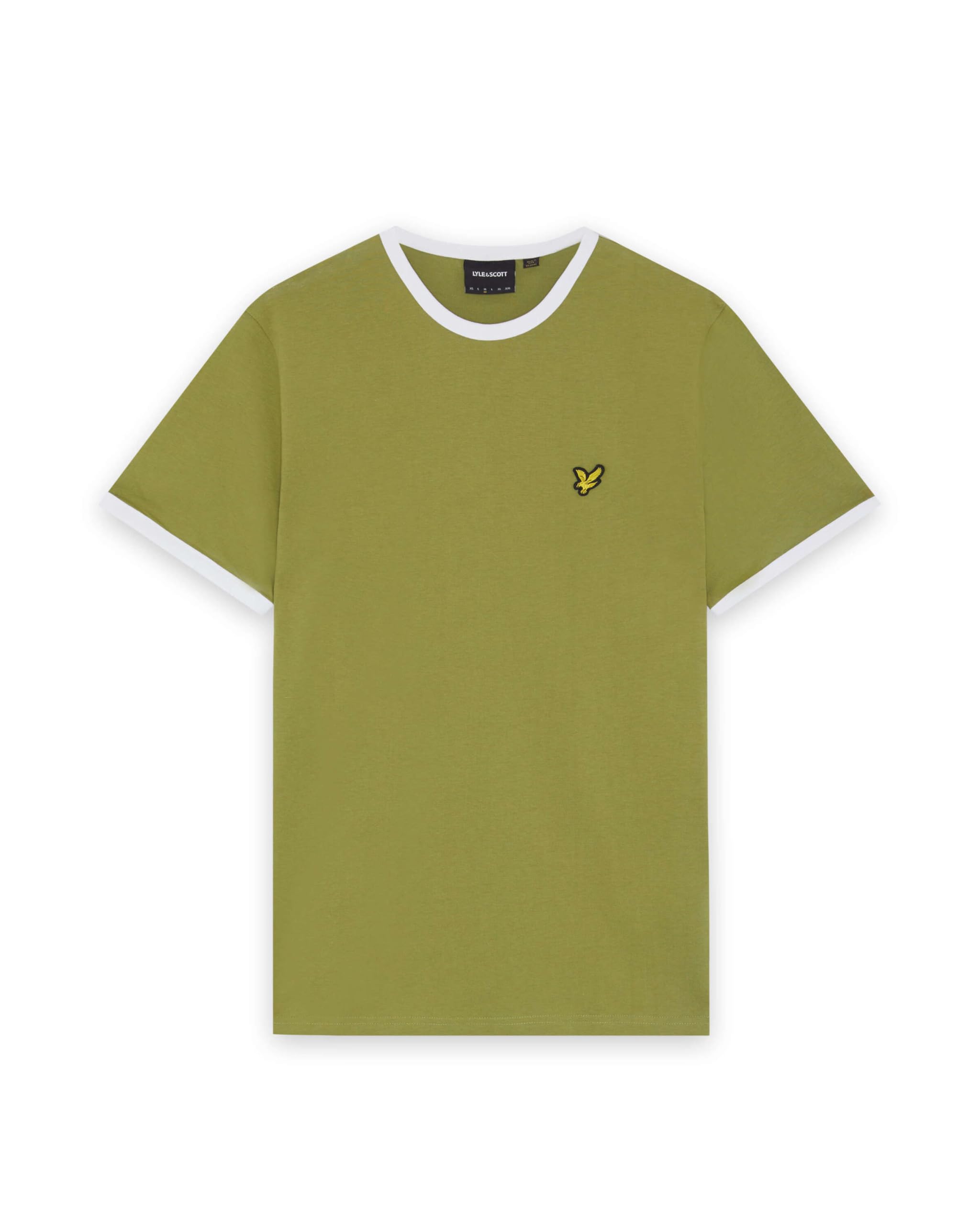 Lyle and Scott   Ringer Cotton Crew Neck T-Shirt In Green, Men's Size XL