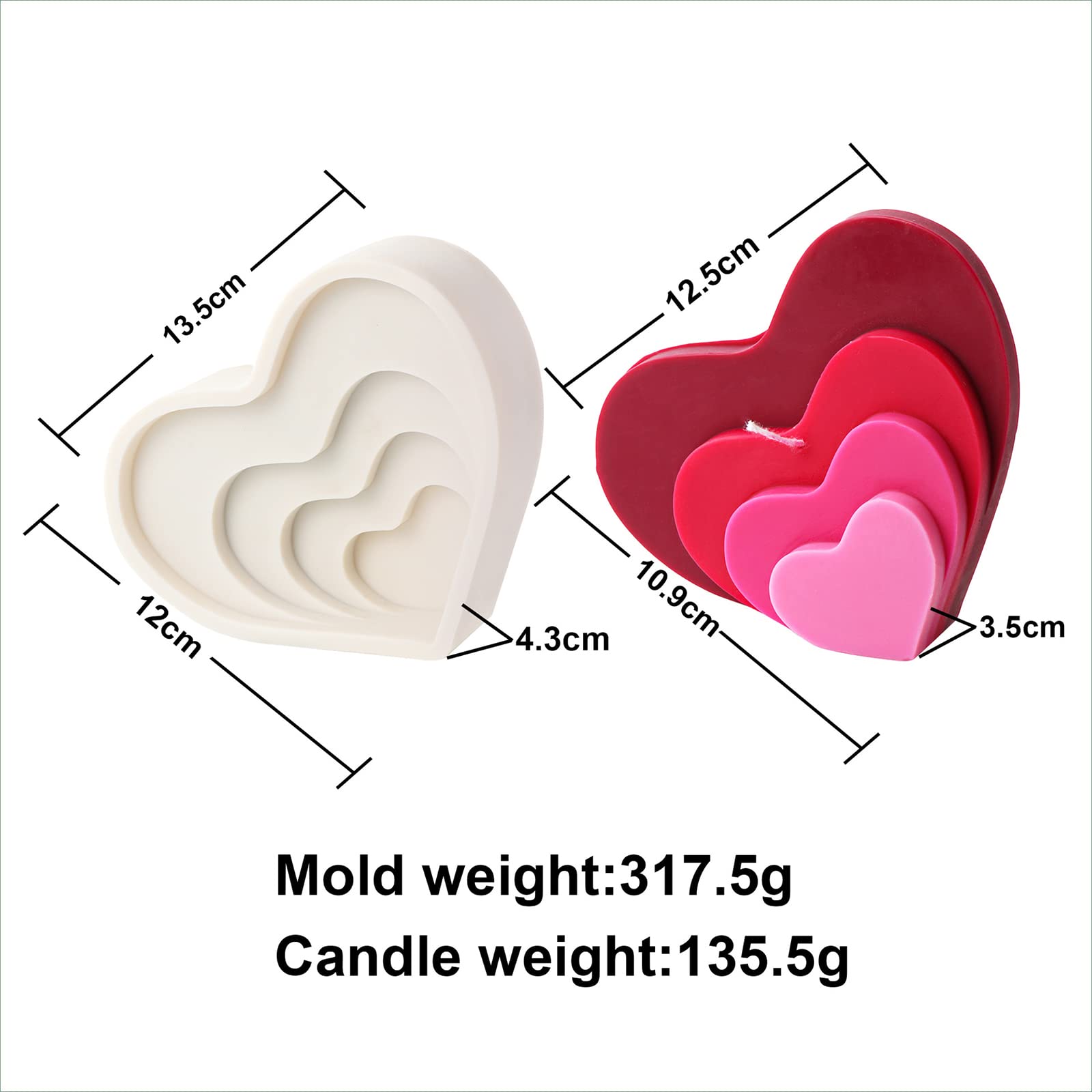 YdseozOA Moule à bougie en silicone cœur maintien à la main résine cardiaque 3D époxy parfumées artisanales faites à la main décoration de la maison