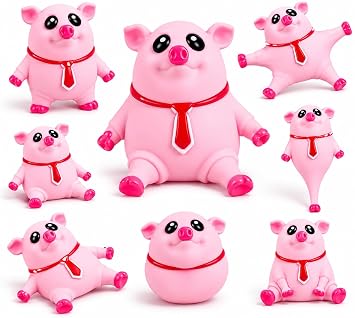 Cute Pig Squishy Toy with Soft Stretchable Body, Squeeze and Pull Fidget Toy for Kids and Adults, Novelty Stress Toy for Desk, Travel, Birthday Gifts and Party Return Favors