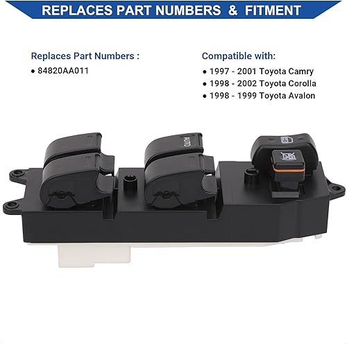 Miniatura 2 de Obaee Interruptor de ventana principal Botón de control de potencia delantero izquierdo lado del conductor compatible con 97-01 Toyota Camry98-02