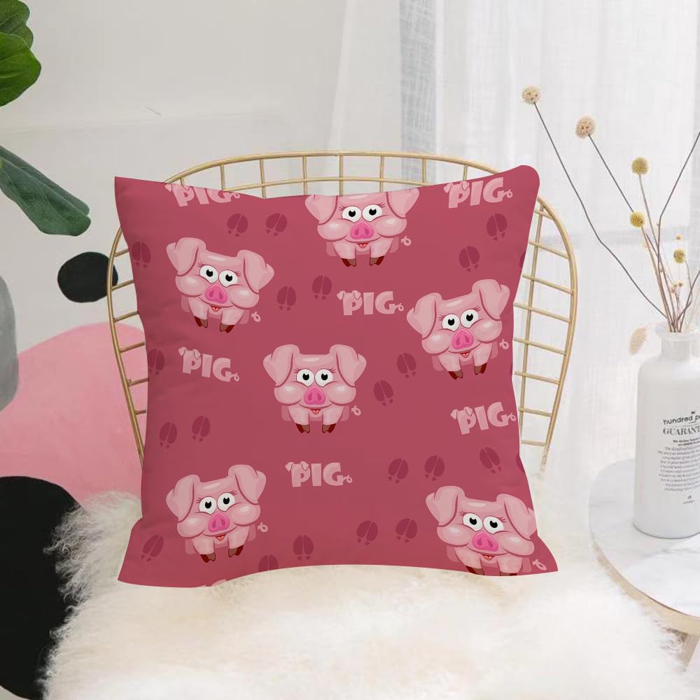 Hyosxw Piggy, Pink And Cute Piggytwined Pink Patter - A10 Cushion Cover,Throw Pillow Case Home Decorative For Living Room Bedroom Sofa Chair 18X18 Inch,Piggy, Pink And Cute Piggytwined Pink Pattern Painting,Pillowcase 45X45cm