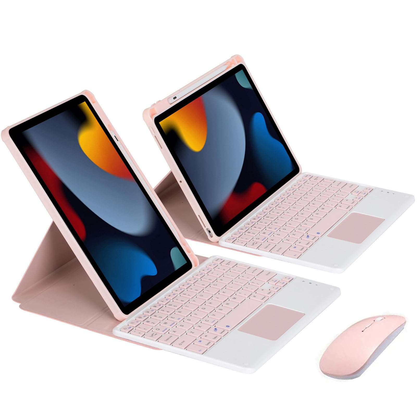 Funda Magnético Rotación de 360 Grados con Trackpad Teclado iPad Pro 11 Pulgada (4ª 3ª 2ª 1ª Gen), Español Ñ Teclado Desmontable Inalámbrico con Portalápices y Ratón Bluetooth Recargable, Rosa