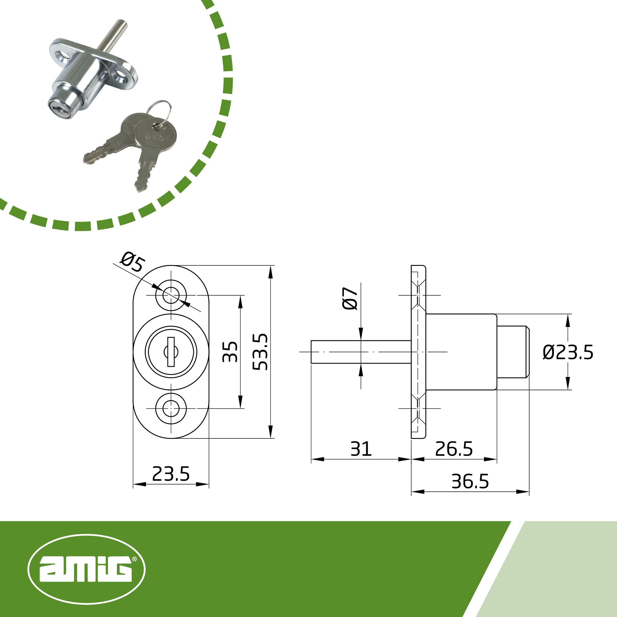 Serratura Mobile AMIG Per Mobili E Armadi - Nichelata, Resistente E Durevole - Foto 3