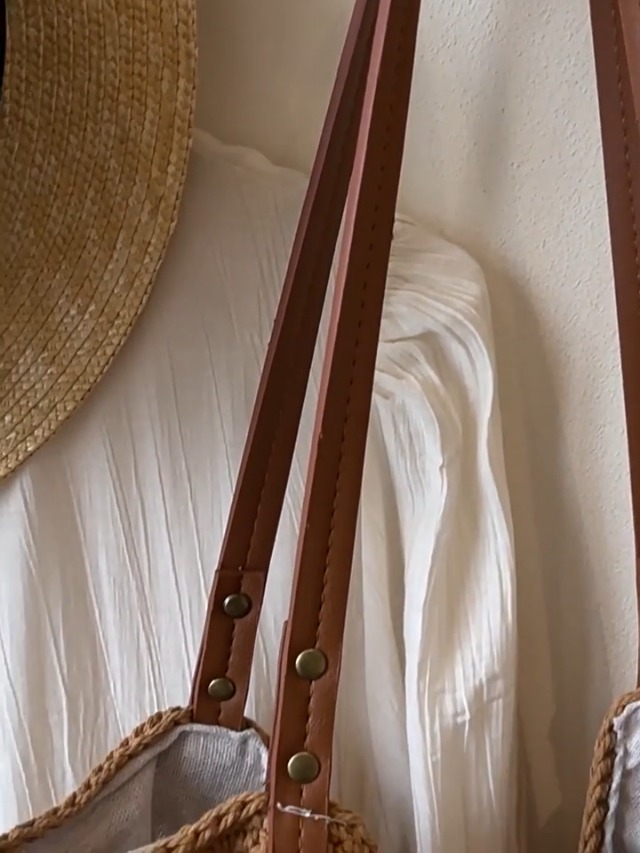 Bolso tejido tipo tote para mujer con cremallera y forro miniatura 7