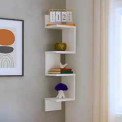 Genérico, Estante De Canto De Parede Para Livros Nicho Vertical Ideal Para Sala Quarto Hall De Entrada Branca