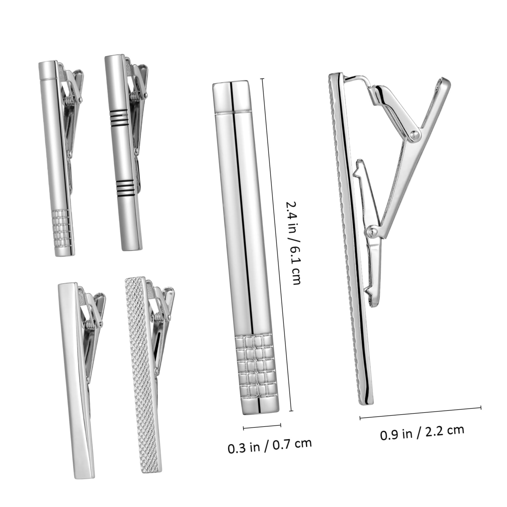 FOMIYES 4 Pcs Tie Clips Set Elegant Minimalist Necktie Accessories for Men Strong Spring Mechanism for for Formal Suits and Banquets