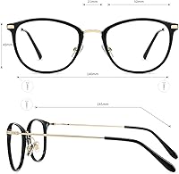 Vista 3 de Firmoo Blue Light Glasses, Vintage Overall Round Readers Lightweight Computer Eyewear Frame for WomenMen