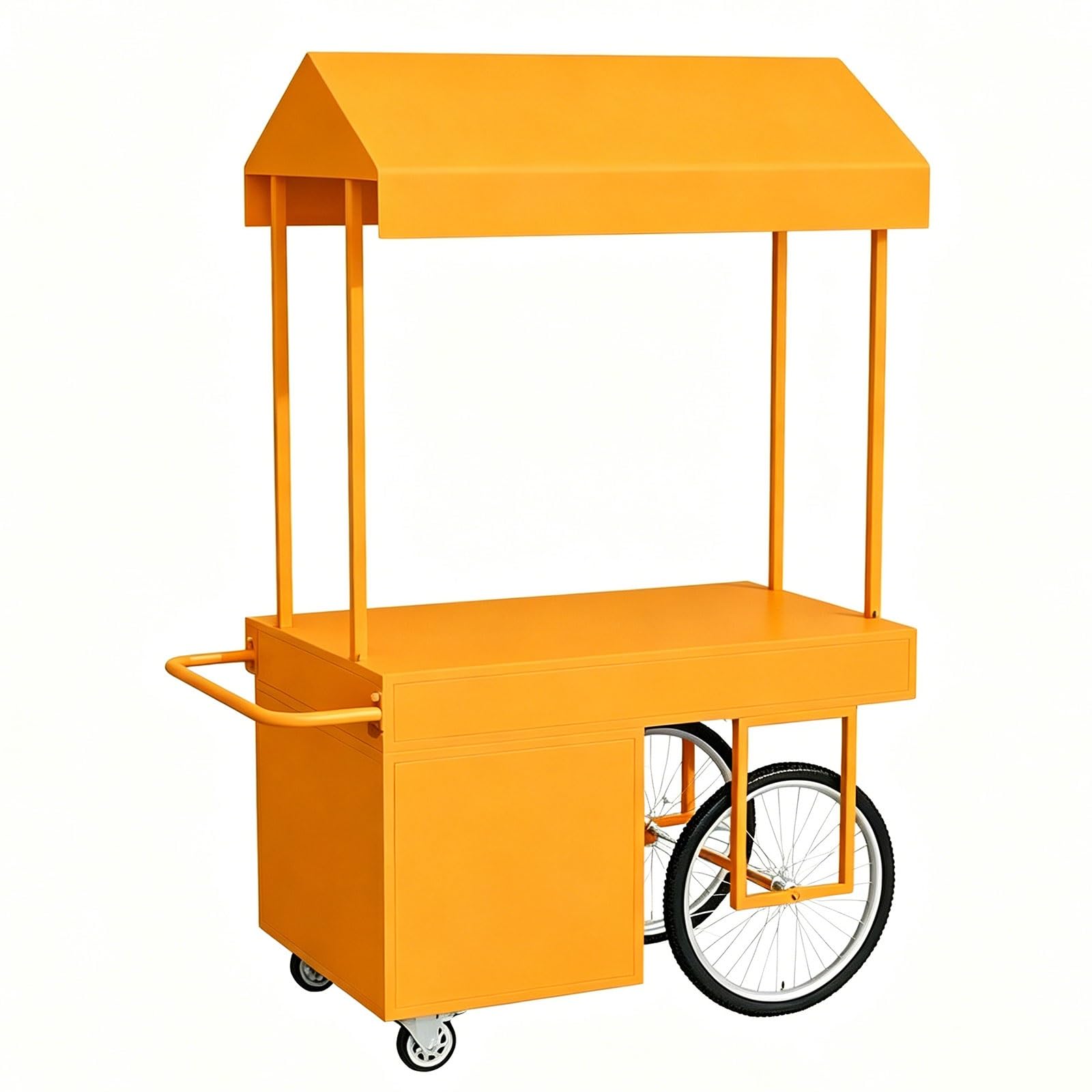 Portable Farmers Market Stand with Canopy and Storage, Cabinets Mobile Vendor Cart for Outdoor Markets, Events and Pop up Shops(Orange,120cm/47in)