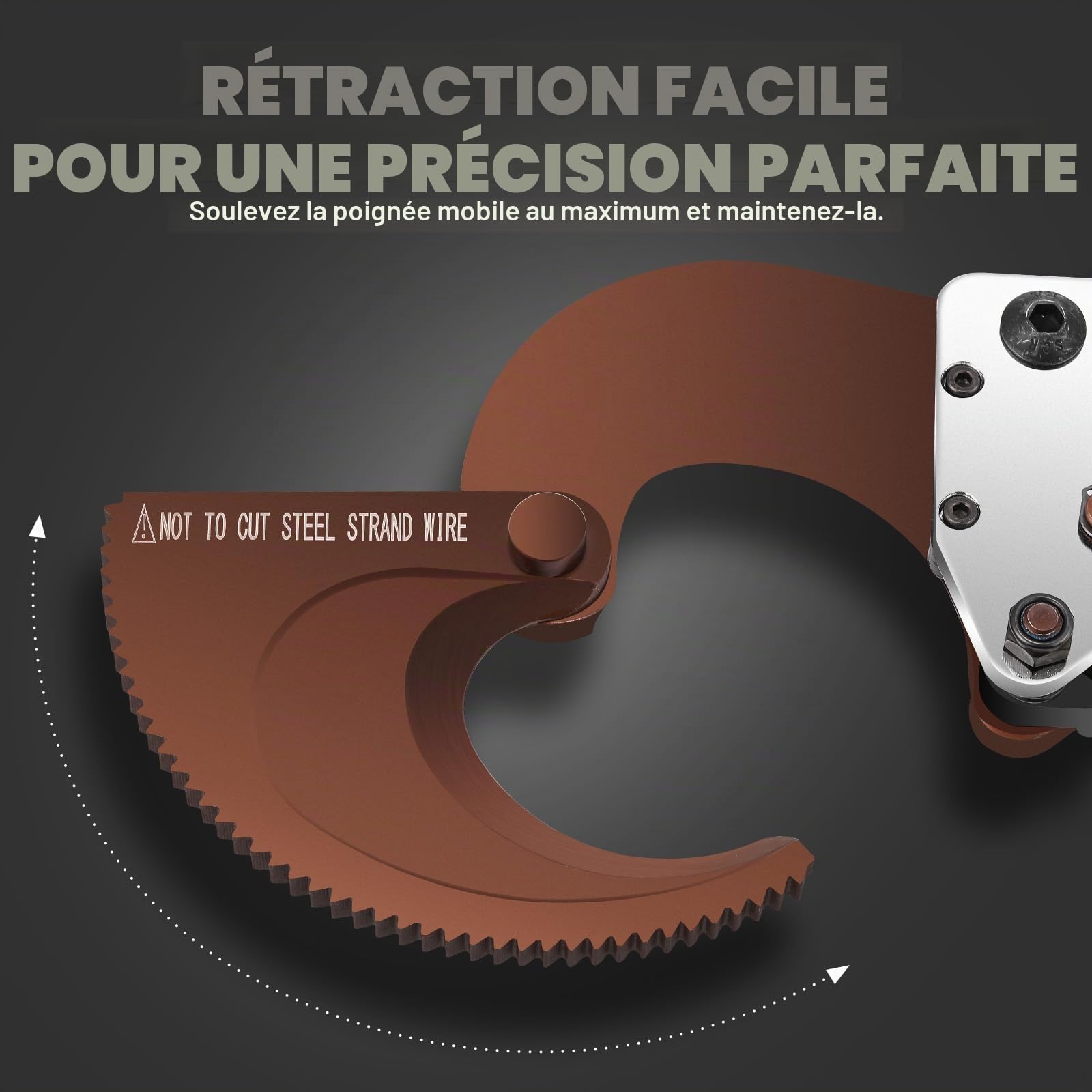 Newtry coupe-câbles à cliquet robuste pour le découpage de câbles blindés en cuivre/aluminium jusqu'à 500 mm². Outil de découpe de fil efficace (J52)
