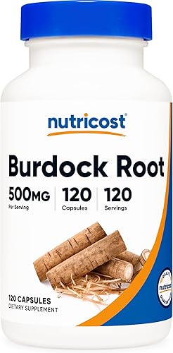 Nutricost Raíz de bardana 500 mg, 120 cápsulas - Sin gluten, sin OMG, apto para vegetarianos