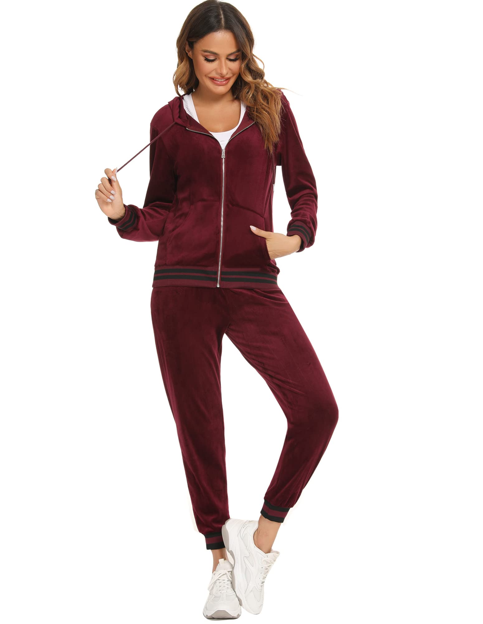 Conjunto Completo Capucha Mujer Chándal Deportivo Sudadera Camiseta Manga Larga y Pantalón Casual Yoga Correr Fitness Ropa