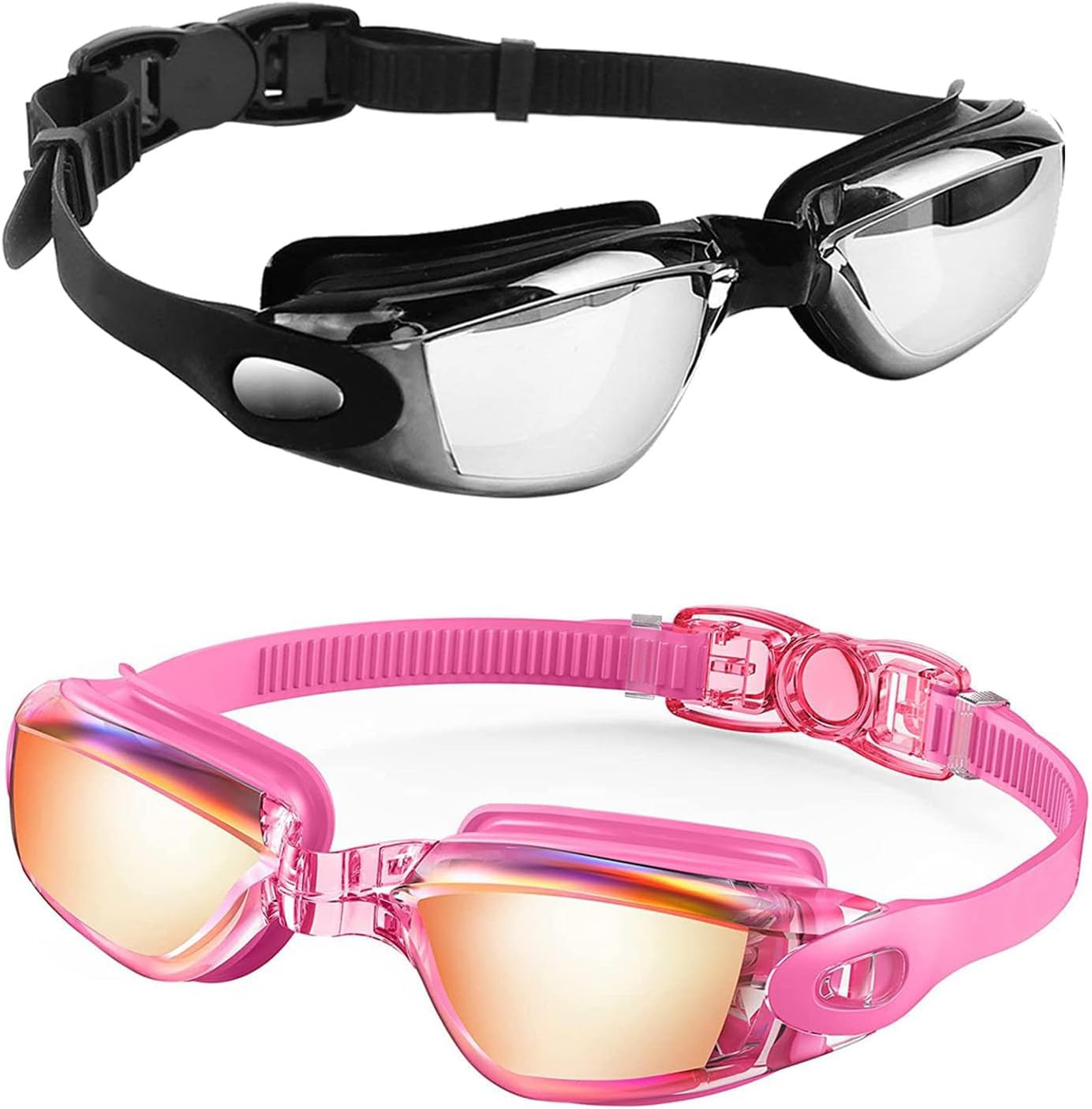 yuangaoshowSwim Goggles,[Anti Fog/UV Resistant] Wide Clear Vision Swimming Goggles for adults Men Women,Bright Color Plated [ Nose+Ear Plugs+Goggle Case]