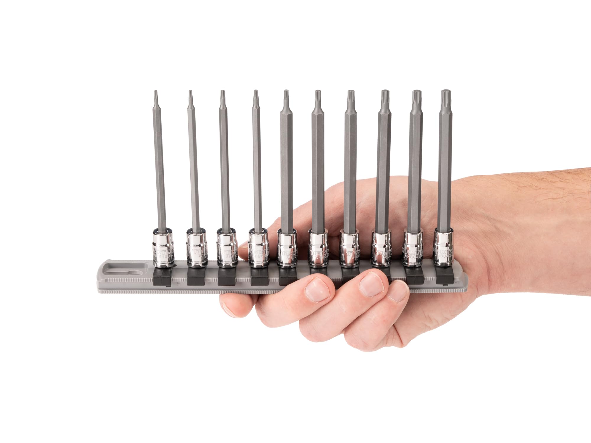 TEKTON Zestaw nasadek bitowych Torx z szyną, 10-częściowy (T6-T30) | SHB90109