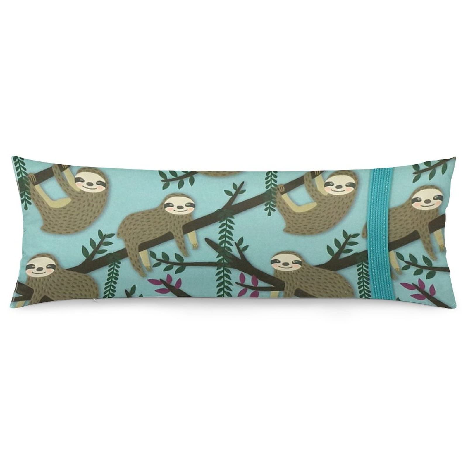 Animal Sloth Pillowcase for Body Pillow Long Soft Throw Pillow Case Cover for Bed Couch