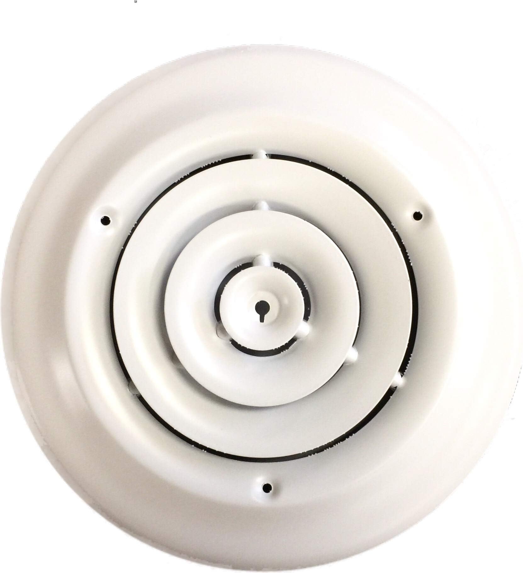HBW 6" Round Ceiling Diffuser White Powder Coated with Outside Dimension of 10" Fitting in 6" Duct