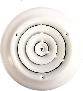 HBW 6" Round Ceiling Diffuser White Powder Coated with Outside Dimension of 10" Fitting in 6" Duct