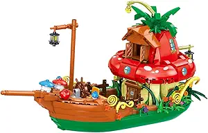 Architecture Mushroom Boat Building Blocks Set,Creative Ideals Mushroom Boat Building Blocks(998PCS) - Architectural Model Toys Gifts for Kid and Adult