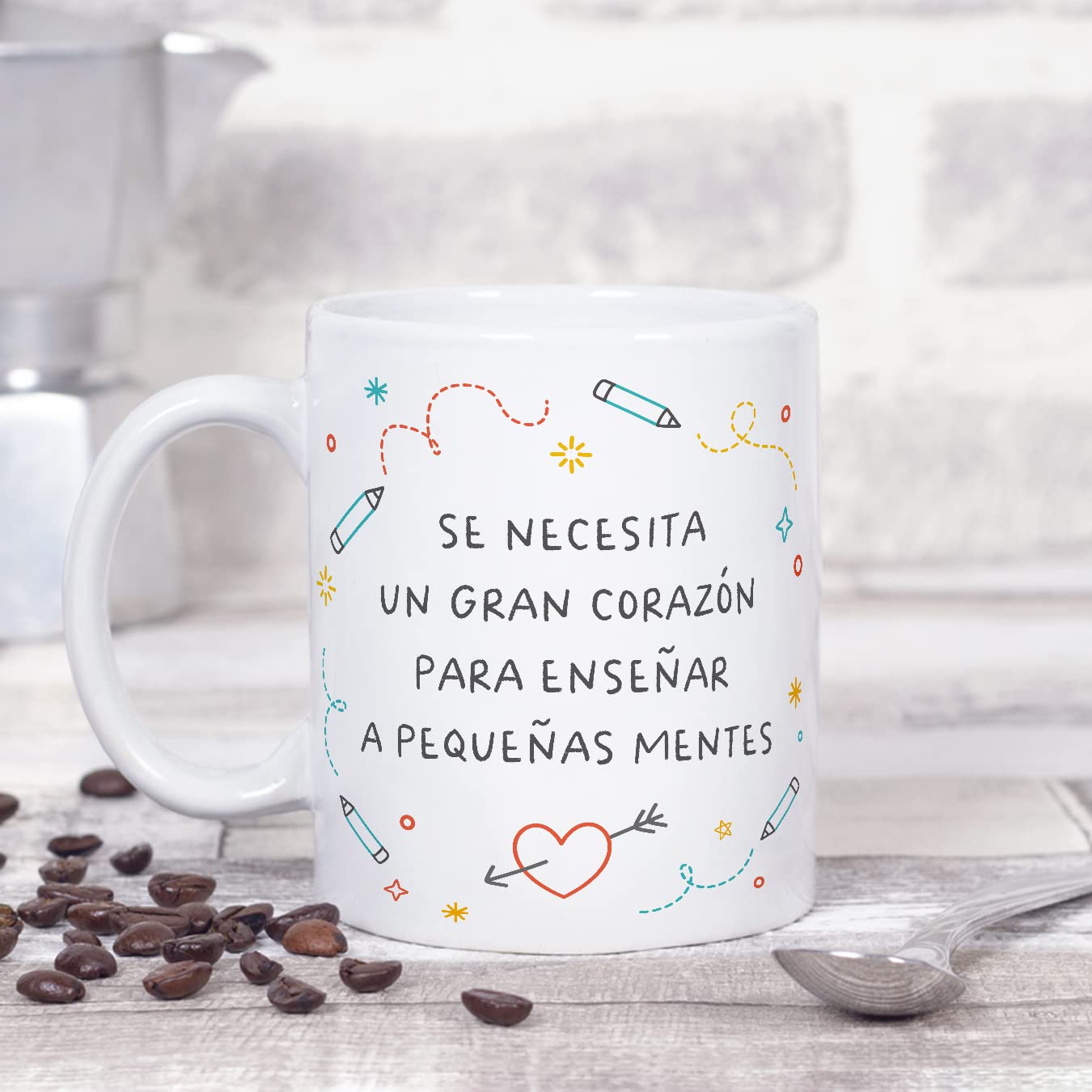 MUGFFINS Tazas para PROFESOR - En Español - Pequeñas mentes - 11 oz / 330 ml - Regalo original y divertido