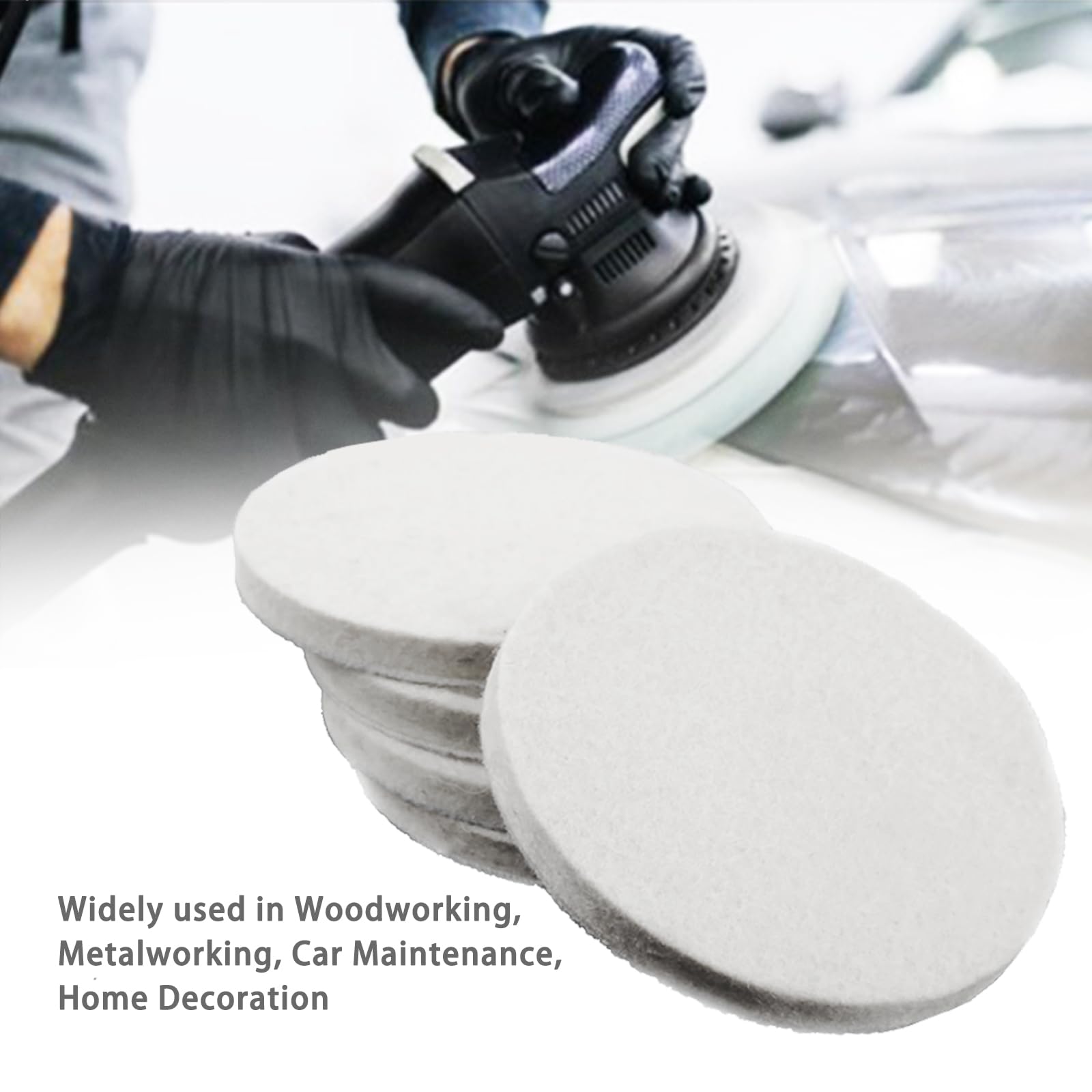 5Pcs 125mm(5Inch)*6mm(D*T) Wool Felt Polishing Pad for Polishing Glass Plastic Metal Marble Buffing Wheel Polish Pad for Kitchen Bathroom Random Orbital Sander - Image 2