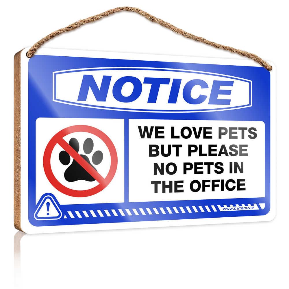 HMQW Farmhouse Bathroom Sign Notice We Love Pets But Please No Pets In The Office Wooden Sign Farmhouse Decor For The Home Spring Door Decoratio(23X35CM)
