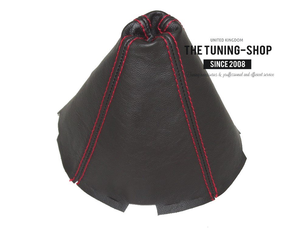 The Tuning-Shop for Mazda Rx-8 2003-12 Manual Shift Boot Black Leather Red Stitching 4 Panels