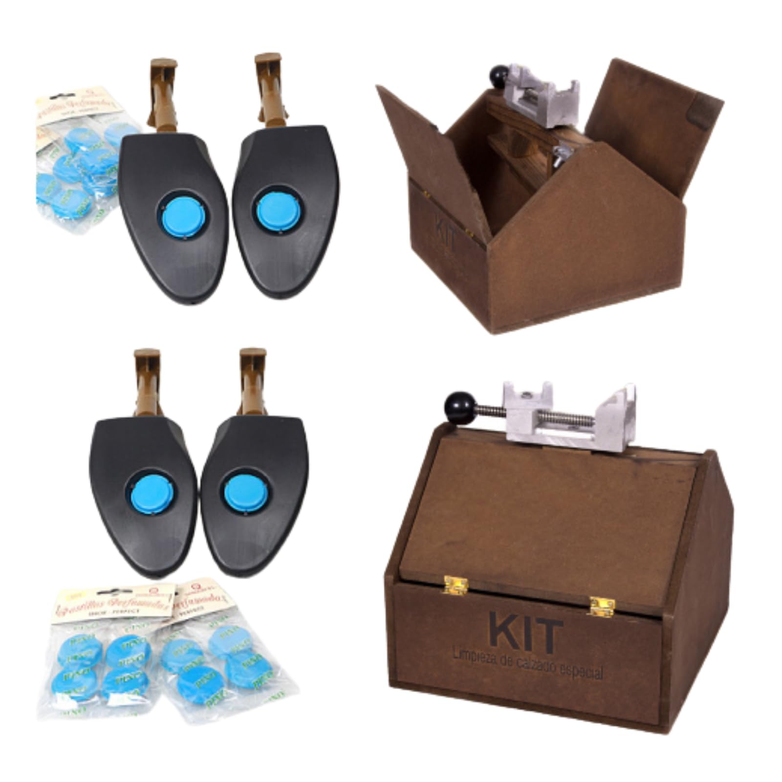 ORIGINAL BOX, Limpieza de Zapatillas, Limpia Zapatos, Kit Limpieza Zapatillas, Incluye Garra Metálica de Sujección 360° Pastillas Hormas Hombre Hormas Mujer