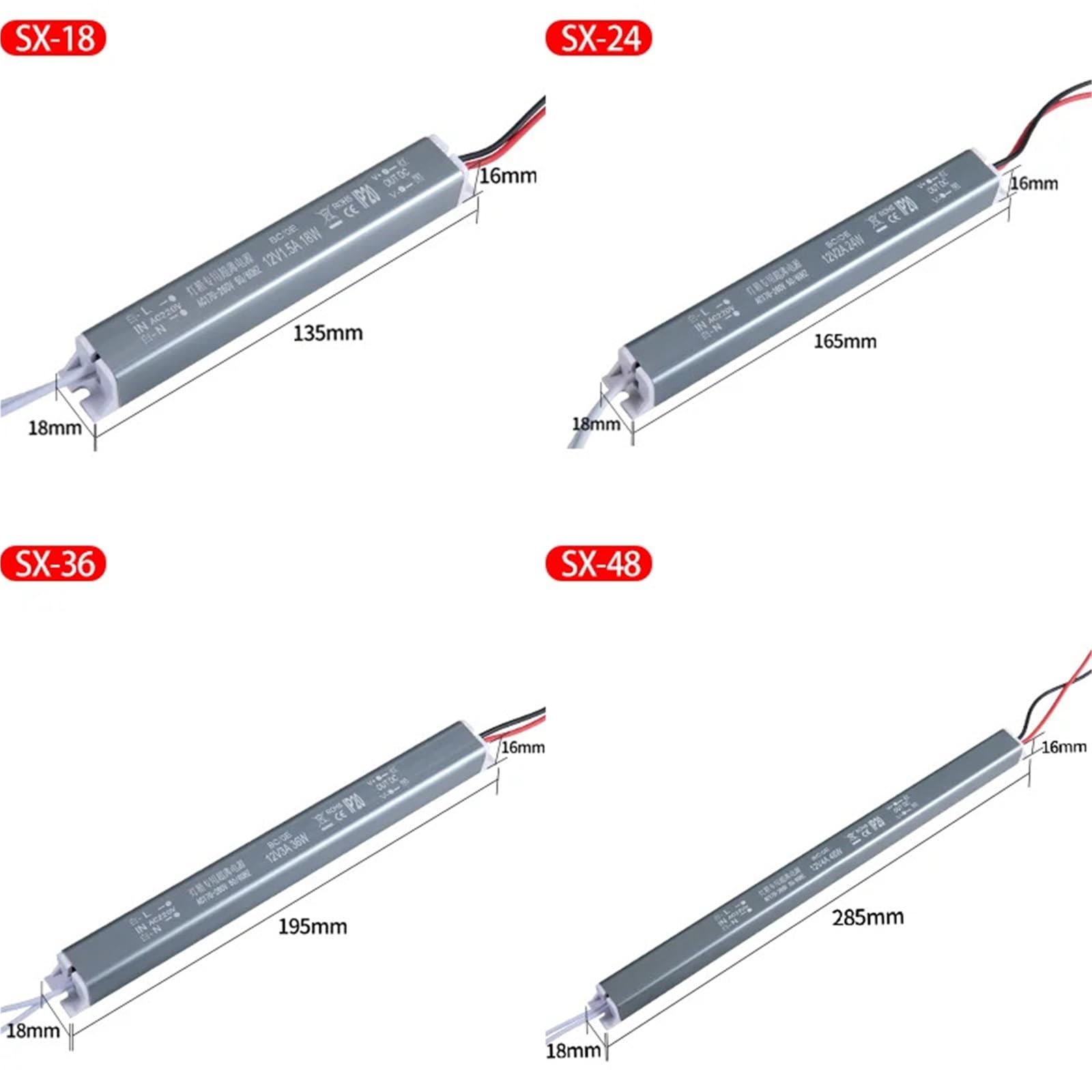 1pc Driver LED 18W 24W 36W 48W 60W 72W 80W 110W 170-260V AC/DC 12V 24V Alimentatore a commutazione ultrasottile Adattatore di illuminazione Striscia luminosa(12V,48W)