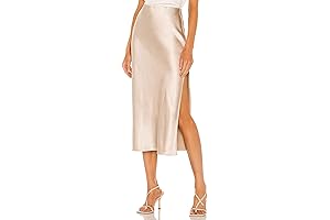 SHEFACE Women's Satin Midi Skirt, High Waist, Side Split