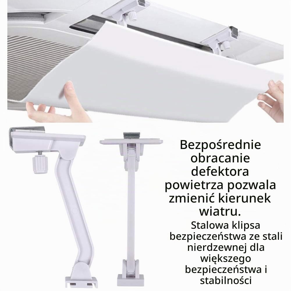 Deflektor klimatyzatora do sufitowej centralnej klimatyzacji, lekka plastikowa regulacja kąta, łatwa instalacja, zapobiega przedmuchowi zimnego powietrza prosto (jednoczęściowy) (60 cm)