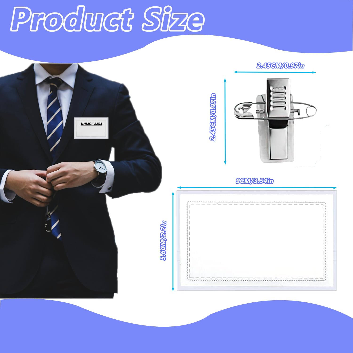 UHMC Name Badges, 10 PCS with Pins and Clips, Waterproof Name Tags Clothing Labels Badge Clips Meeting Staff Name Tags - Image 2