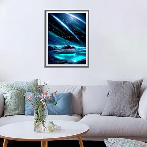 Miniatura 2 de Yunnuo Pintura de diamantes para adultos y principiantes, kits de arte de diamantes 5D para manualidades, kit de pintura de gemas Aurora con