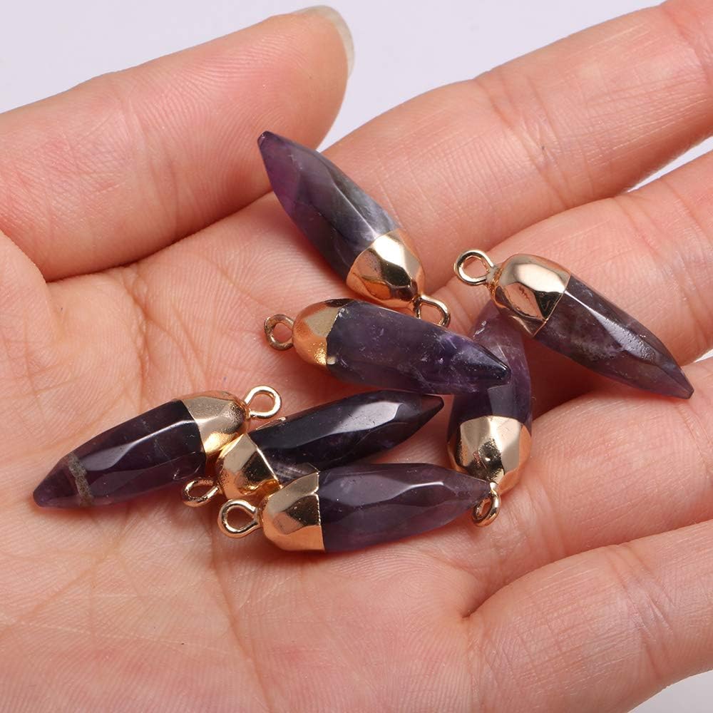 5pcs Gemstone Quartz Pendant，Natural Quartz Necklace Pendant for DIY Jewelry Making Necklace Bracelet - Image 3