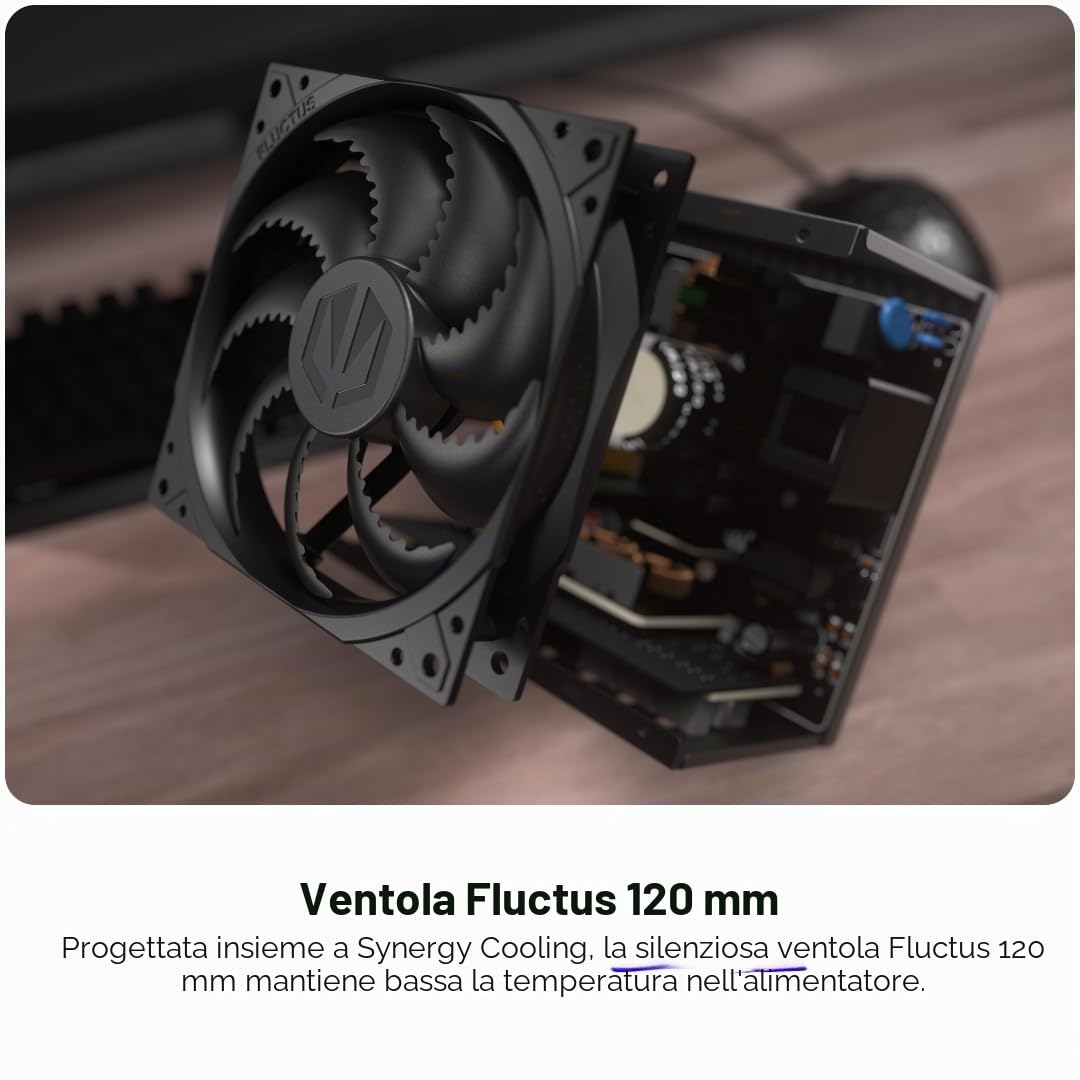 ENDORFY Supremo FM6 Gold 1000W, alimentatore ATX 3.1 per PC, certificazione 80 PLUS® Gold, funzionamento silenzioso, ventola Fluctus con cuscinetto FDB, condensatori 100% giapponesi, gestione dei cavi