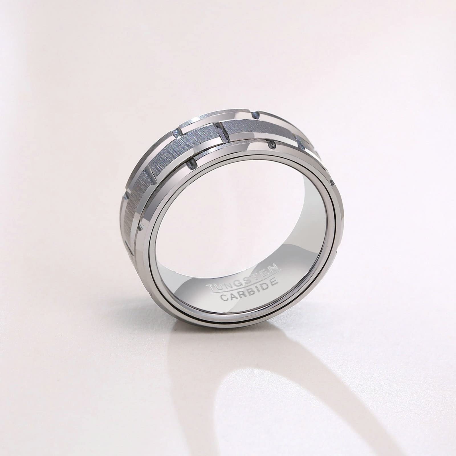 AmDxD Anillo de acero inoxidable a rayas mate para hombre, para hombre, Acero inoxidable,