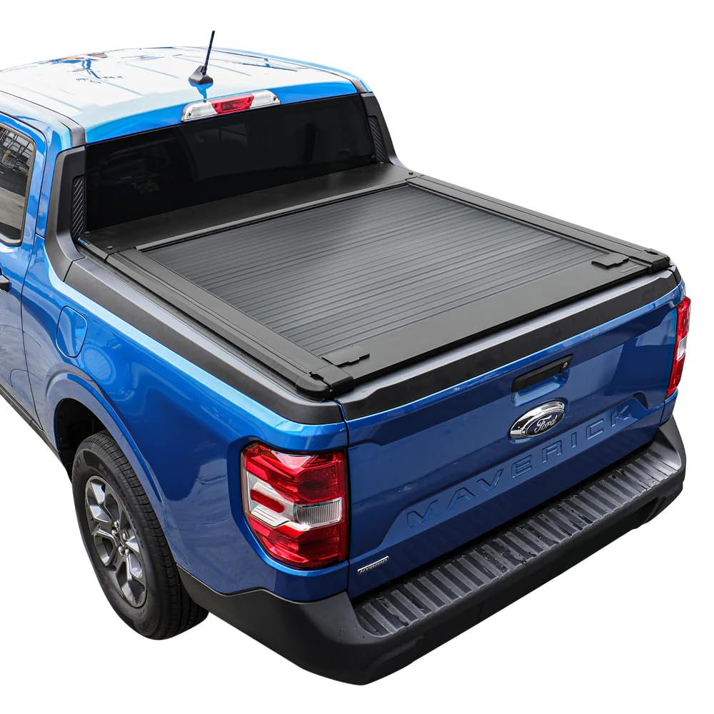 Syneticusa MR Retractable Hard Truck Bed Tonneau Cover T-Slot Rails Fits 2022-2025 Ford Maverick 4'6