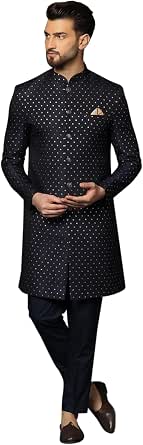 Men's Sherwani Set - Embellished Silk Blend - Traditional Indian Ethnic Wear for Weddings and Festivals