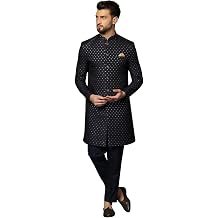 KISAH Mens Sherwani Set - Embellished Silk Blend - Traditional Indian Ethnic Wear for Men - Ideal for Weddings and Festivals