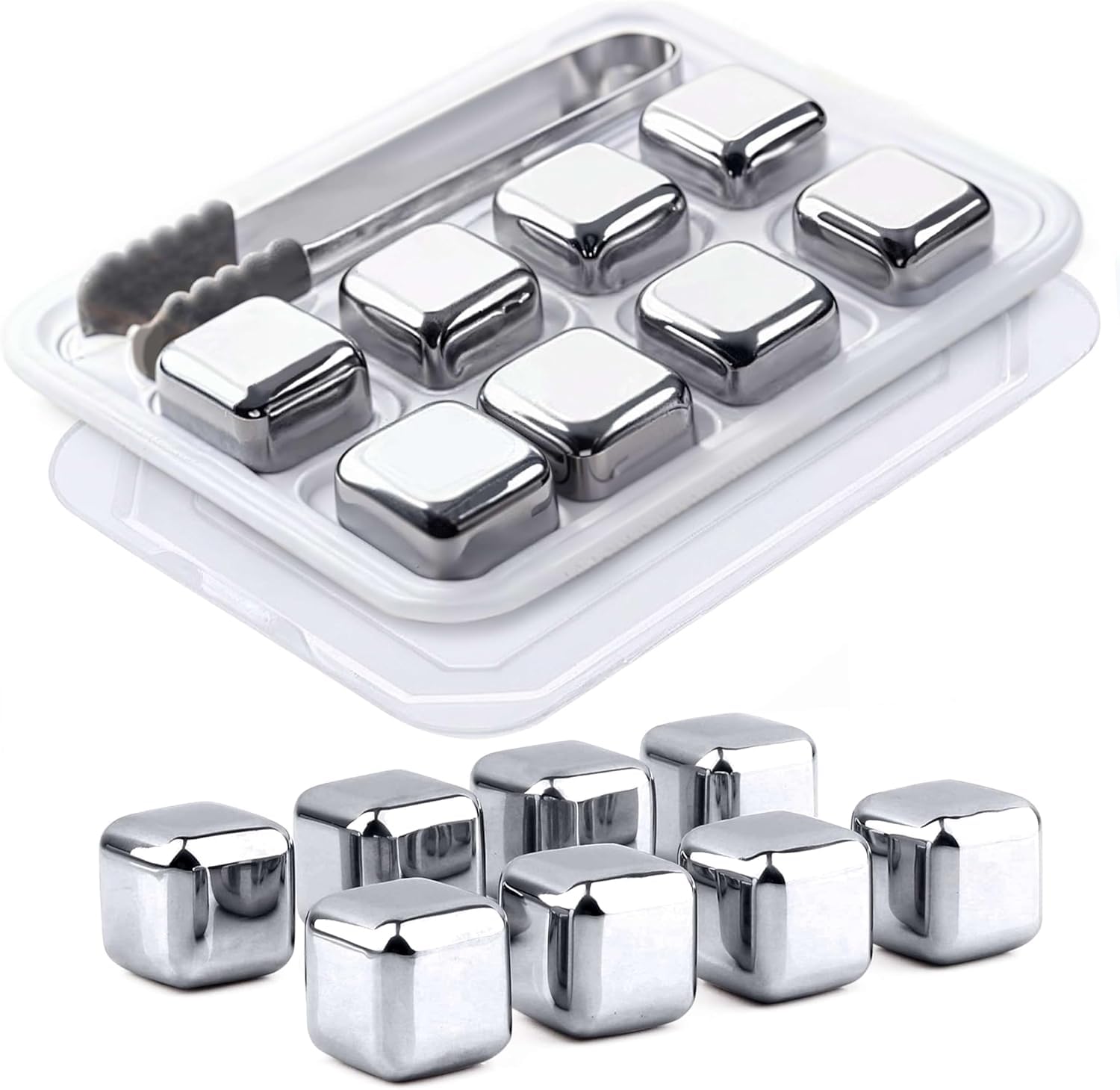Shopping Mart Reusable Stainless Steel Ice Cubes for Drinks Christmas Gifts - Metal Whiskey Stones, High Cooling Technology, for Whiskey, Vodka, Liqueurs, Wine, Beverage Juice or Soda (1 Pack)-image-4