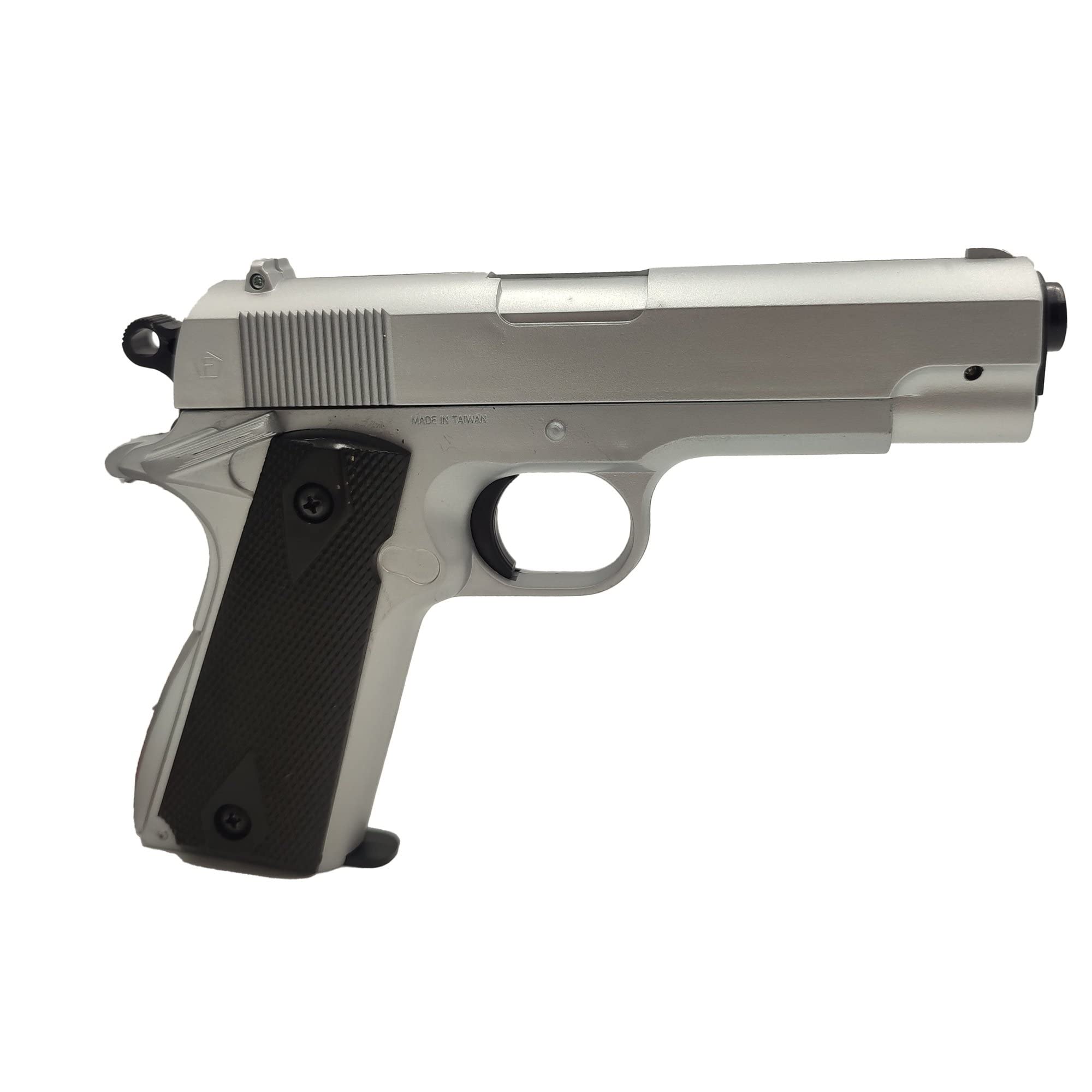 Pistola de Muelle Airsoft 1911HFC/Color: Negro y Plata/Material: Plástico ABS de Alta Resistencia/Potencia: 0,2 Julios