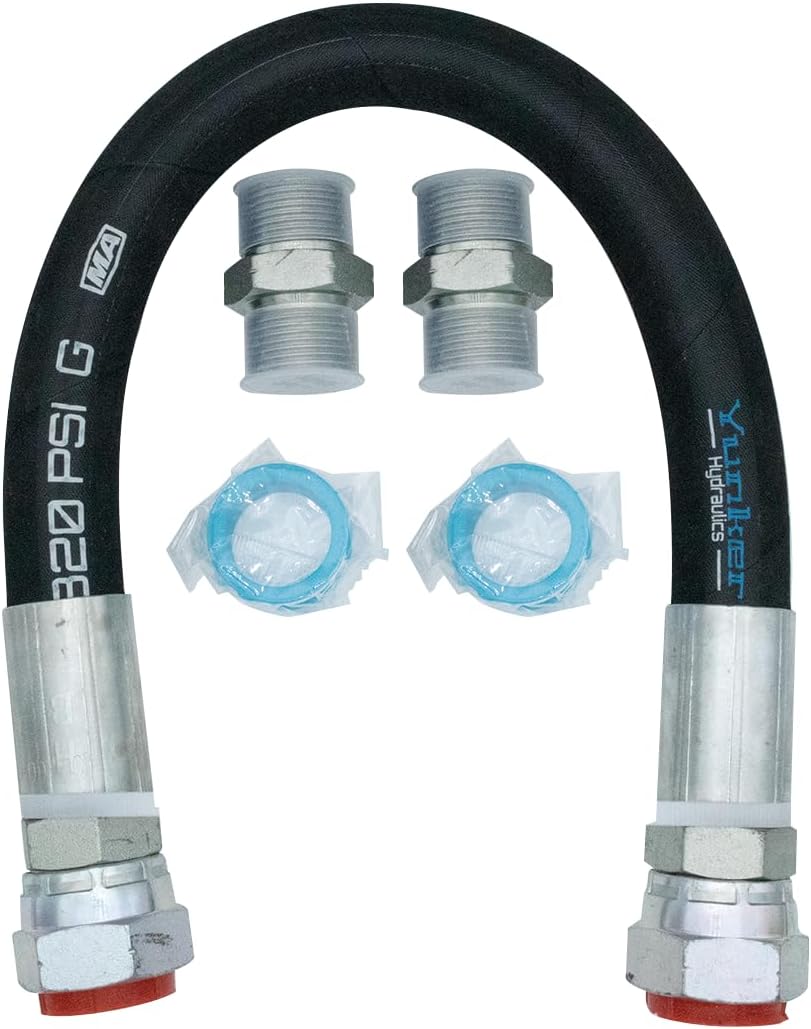 3/4 Upgraded Compressor Jumper Hose (3/4" NPT Connector x 20"Length) and two NPT Male Connector (Both Sides Fittings Rotate Freely)