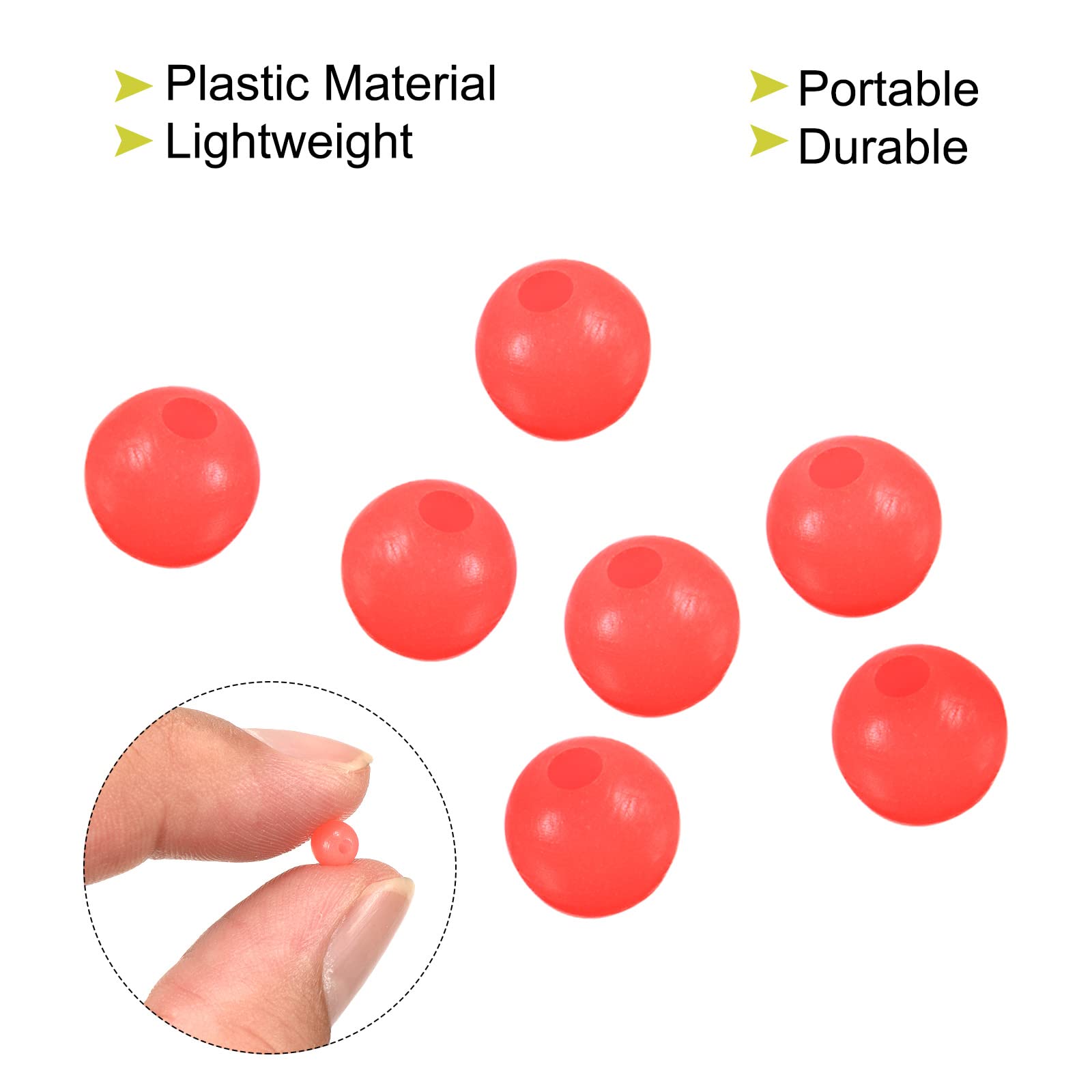 PATIKIL 5mm Luminoso Pesca Perline, 200 Pezzi Plastica Bagliore Pesca Esca Uova Attrezzatura Perlina Attacco Strumento Rotondo, Rosso