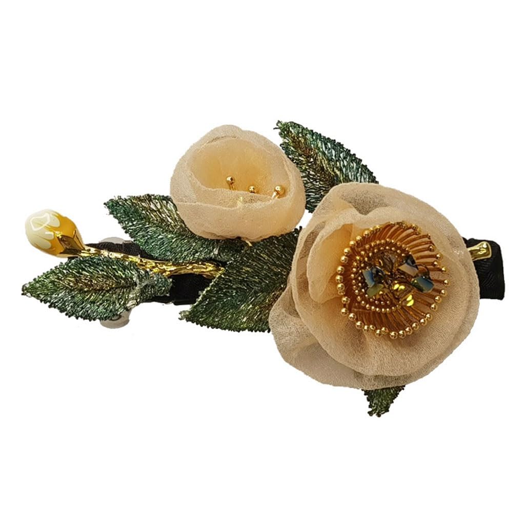 High end handmade hair accessories, embroidered crystal top clip, spring horizontal clip hair clip