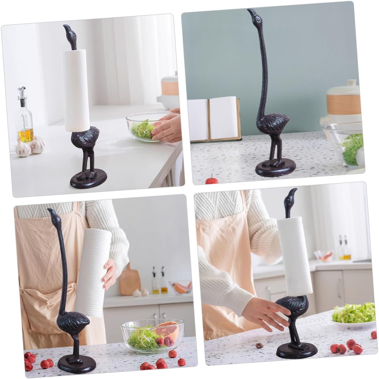 Flamingo Statue Paper Towel Holder Roll Paper Rack Kitchen Towel Storage Industrial Style Non-Slip Base