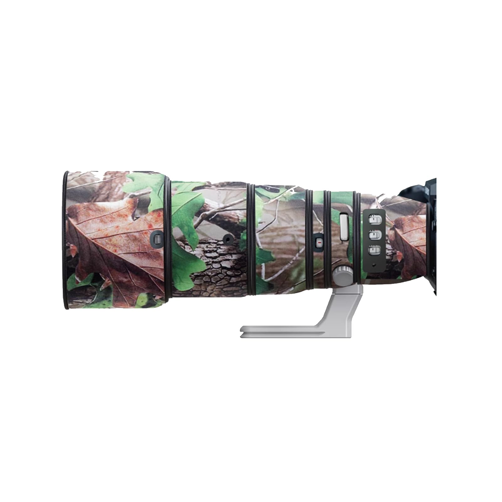 Copriobiettivo per Nikon AF-S 200-500 mm F/5.6 E ED VR mimetico custodia protettiva per obiettivo fotocamera (colore #verde foglia mimetica – impermeabile) copertura antipioggia