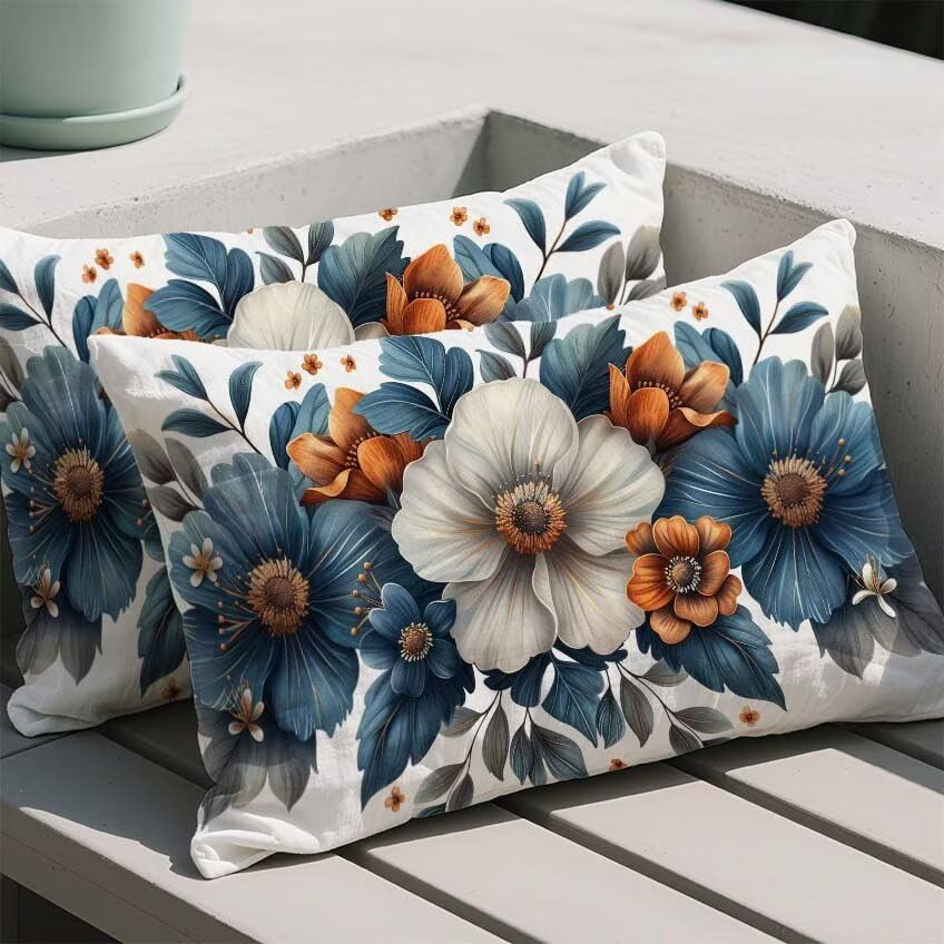 Housse de coussin en lin imperméable haut de gamme motif imprimé double face M-596