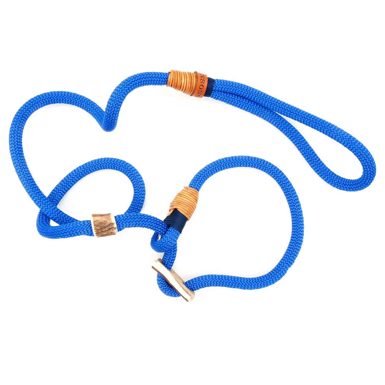 Retriever-Leine/Moxonleine Elegant-Style | handgefertigte Hundeleine aus Tau mit Halsbandfunktion & Horn-Stopper | 10mm – kraftvoll, stilvoll & komfortabel | Training, Alltag & Spaziergang